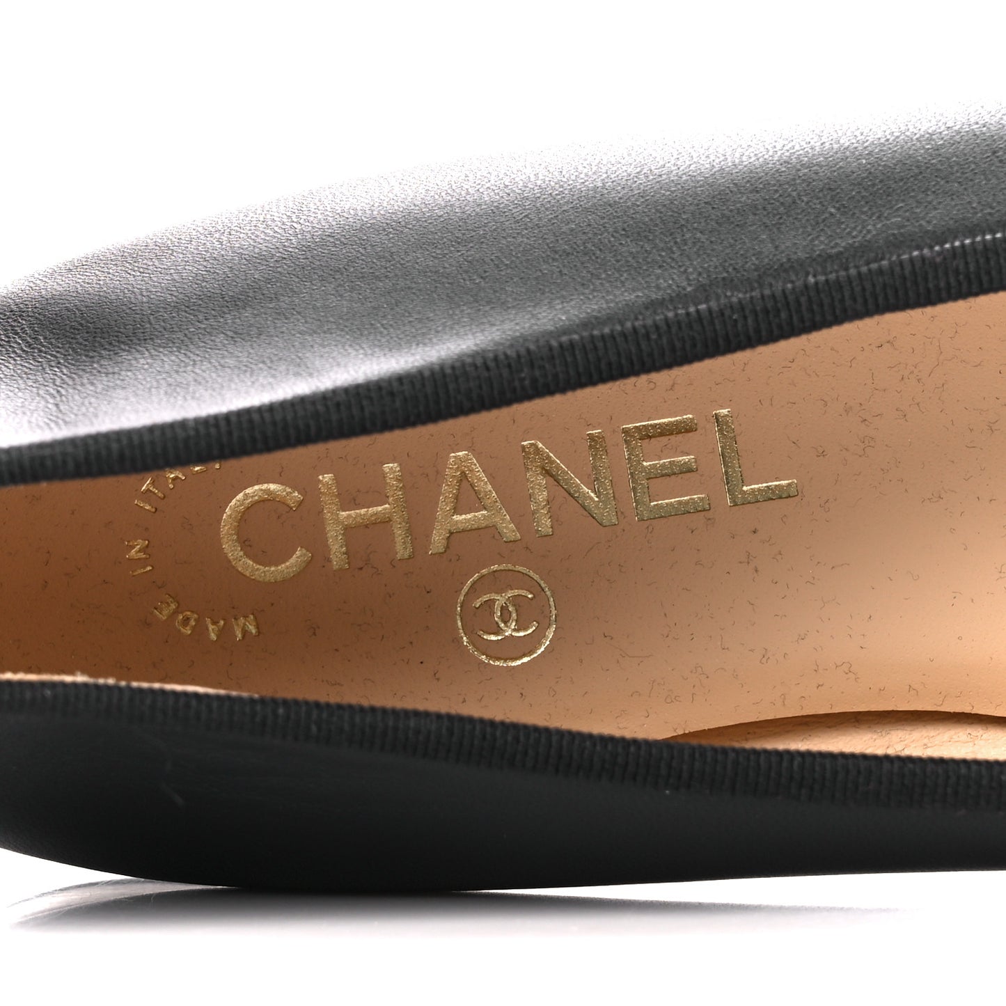 Lambskin Patent Cap Toe CC Ballerina Flats 38.5 Black