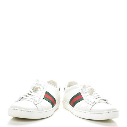Gucci Calfskin Crocodile Web Womens Ace Sneakers 39 White Green 6 of 18