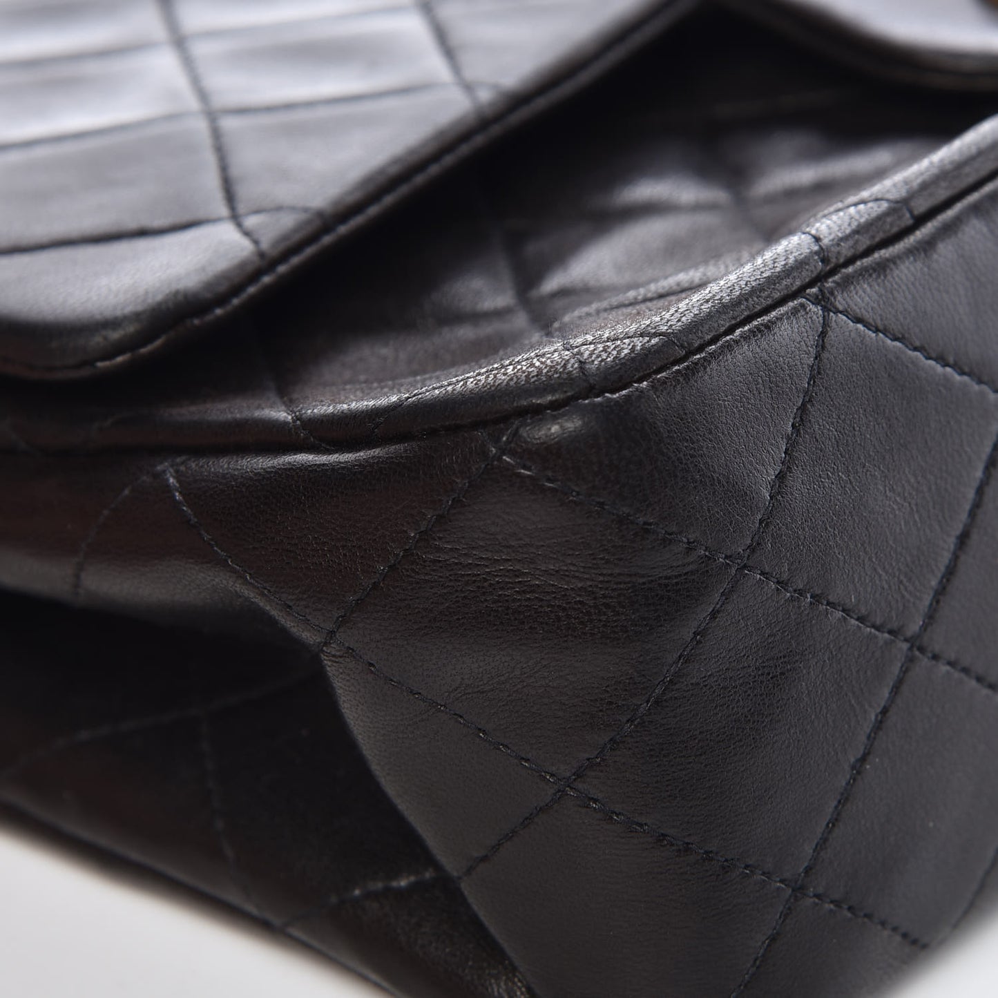 Lambskin Quilted Medium Double Flap Black