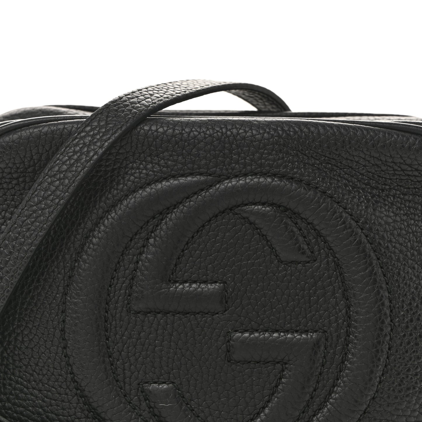 Pebbled Calfskin Small Soho Disco Bag Black