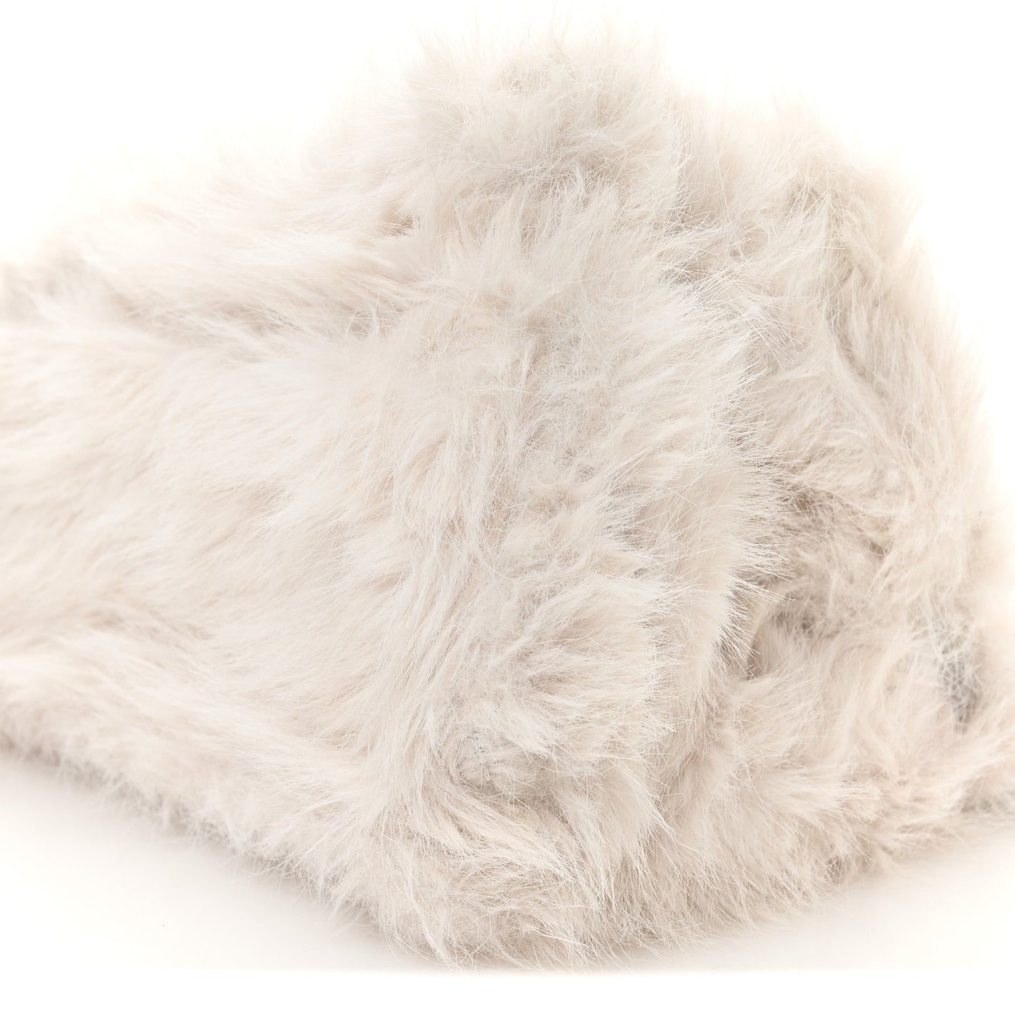 Faux Fur Medium Crush Chain Bag White