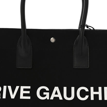 Saint Laurent Linen Calfskin Rive Gauche Tote Black 8 of 13