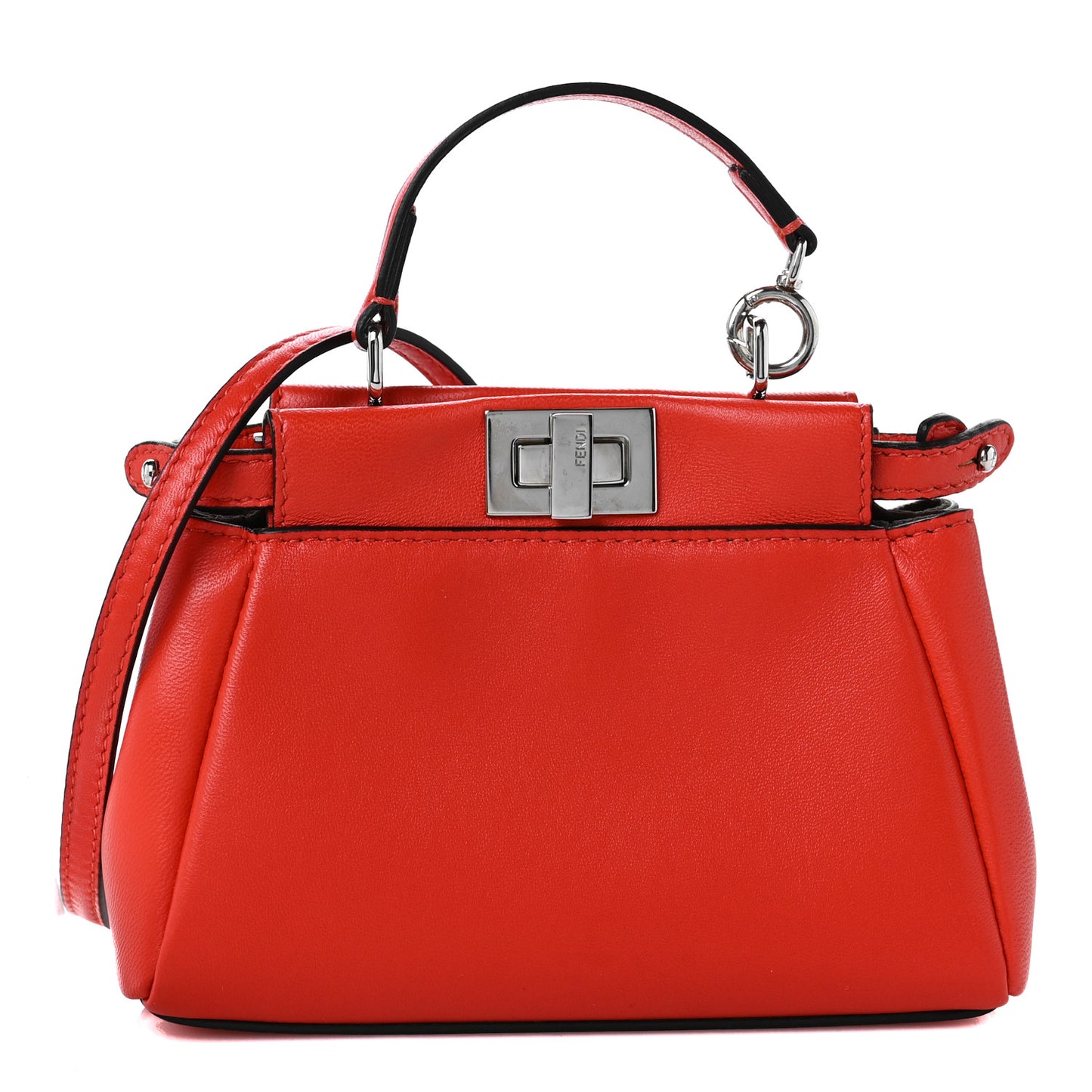 Shiny Nappa Micro Peekaboo Iconic Satchel Rosso Pimento