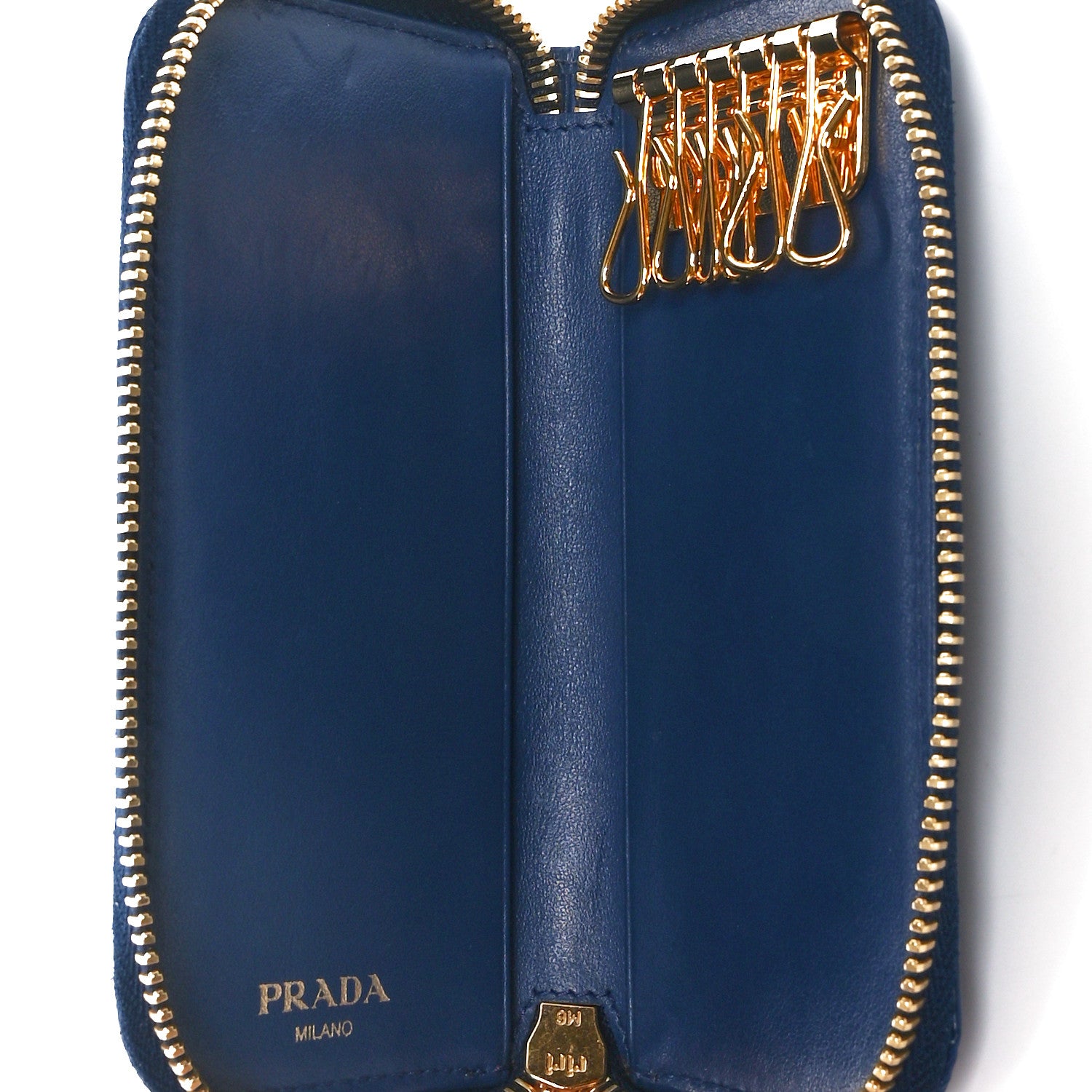 Prada Vitello Move Zip Around Key Holder Bleutte 7 of 12