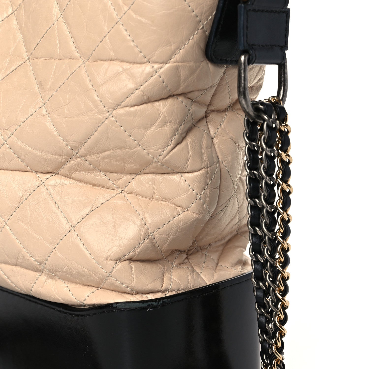 Chanel Aged Calfskin Quilted Large Gabrielle Hobo Beige Black 13 of 13