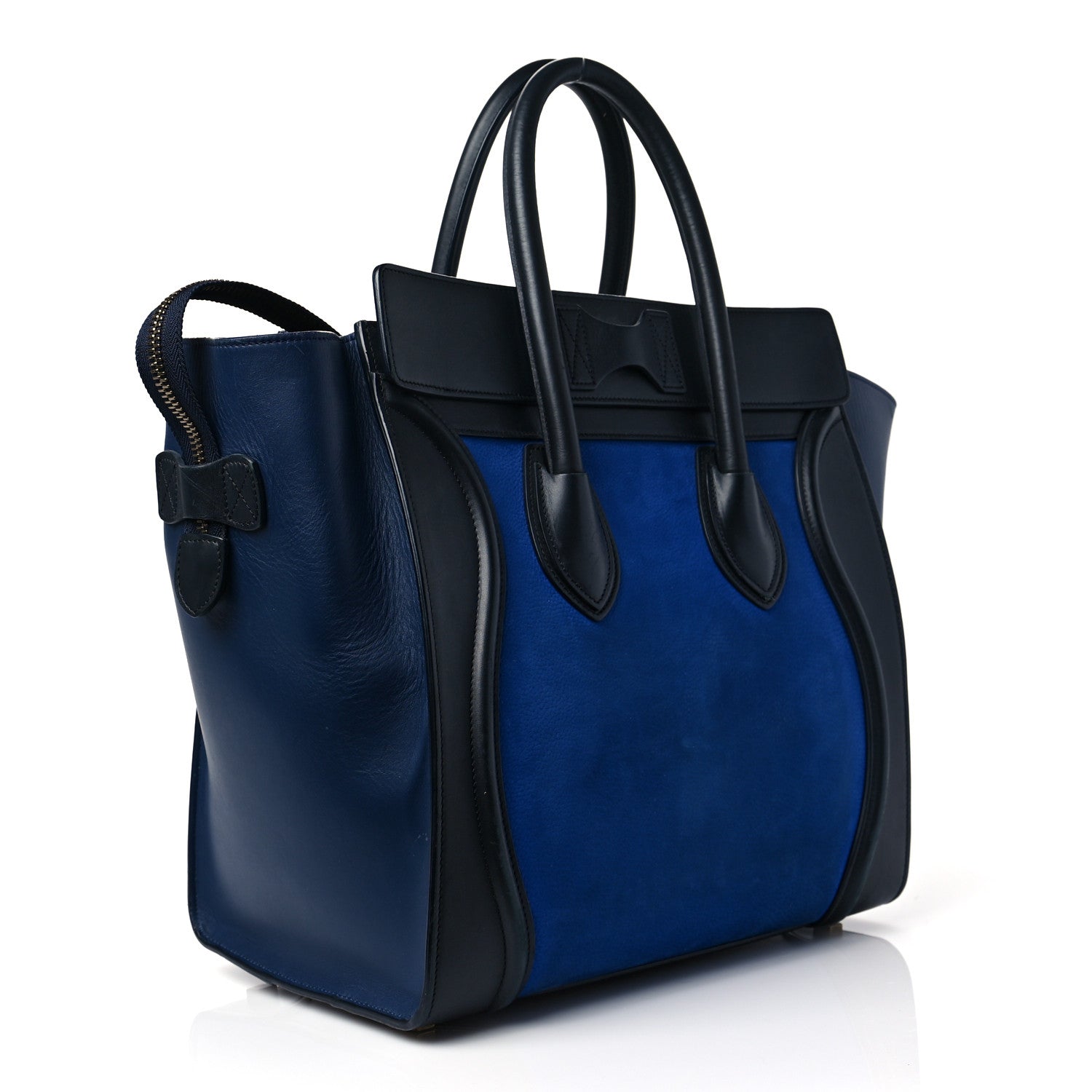 Celine Nubuck Smooth Calfskin Mini Tri-Color Luggage Bright Blue 2 of 12