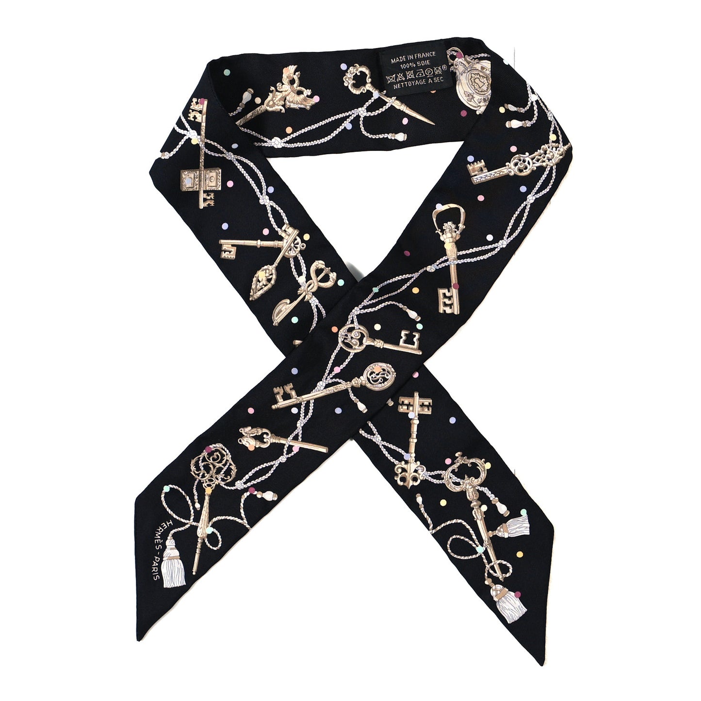 Silk Les Cles A Pois Twilly Black Beige Rose Multicolor