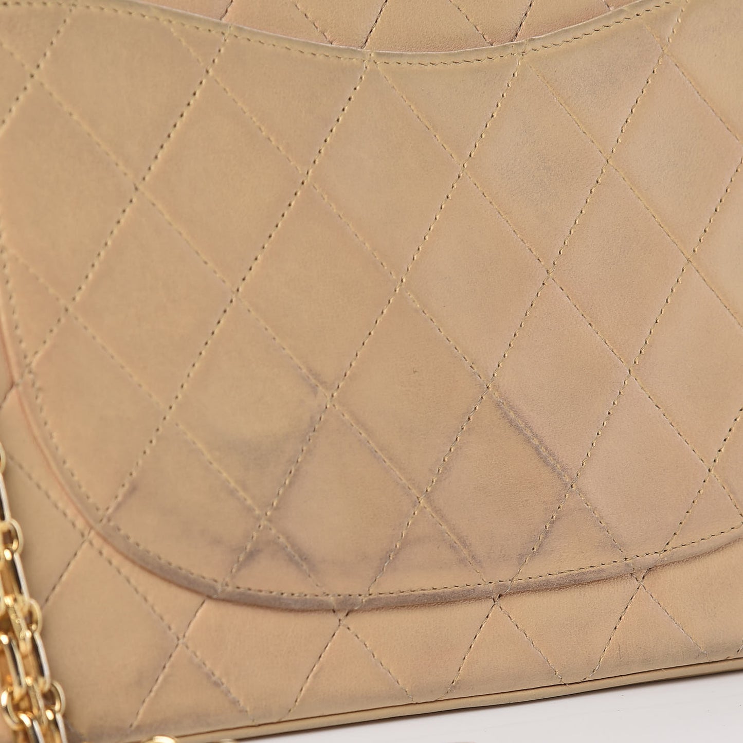 Lambskin Quilted Medium Bijoux Chain Double Flap Beige