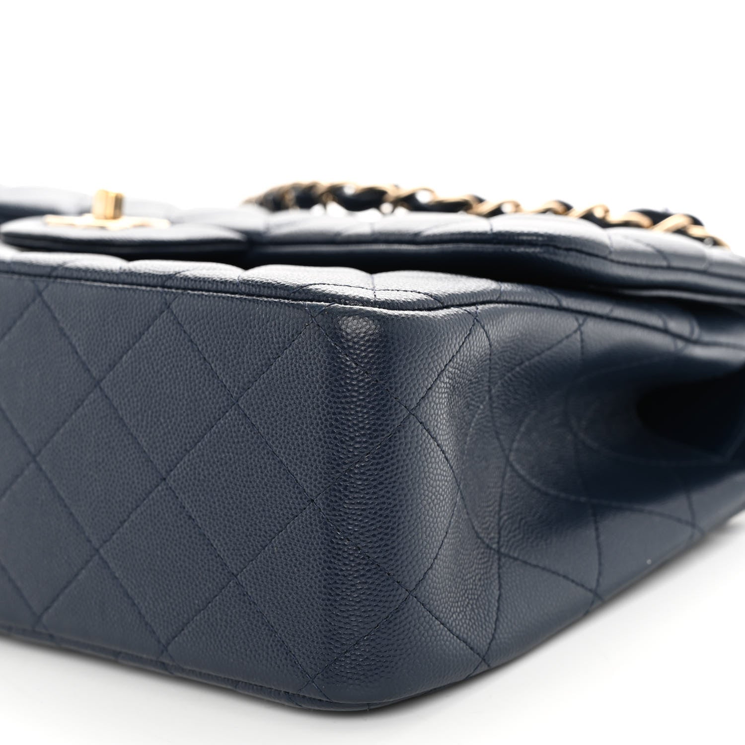 Chanel Caviar Quilted Jumbo Double Flap Navy Blue 10 of 12