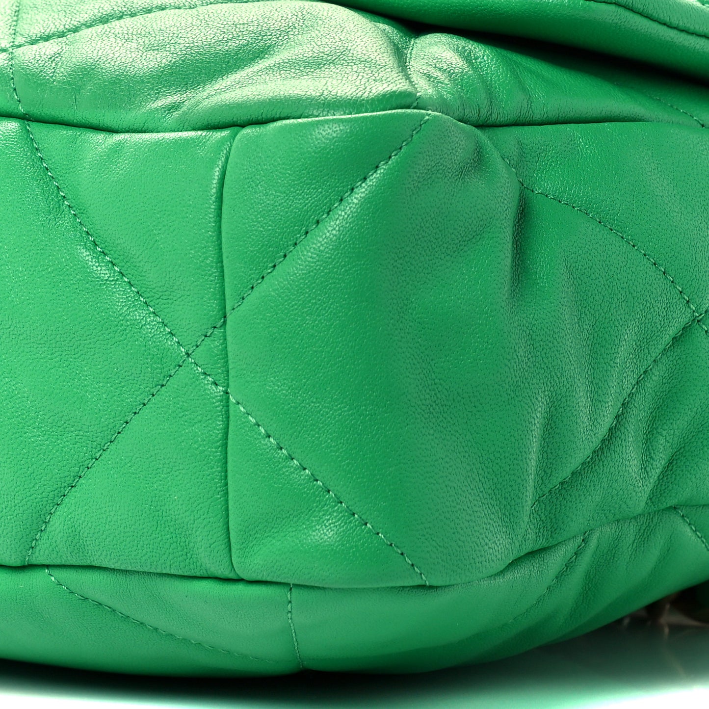 Goatskin Quilted Large Chanel 19 Flap Green