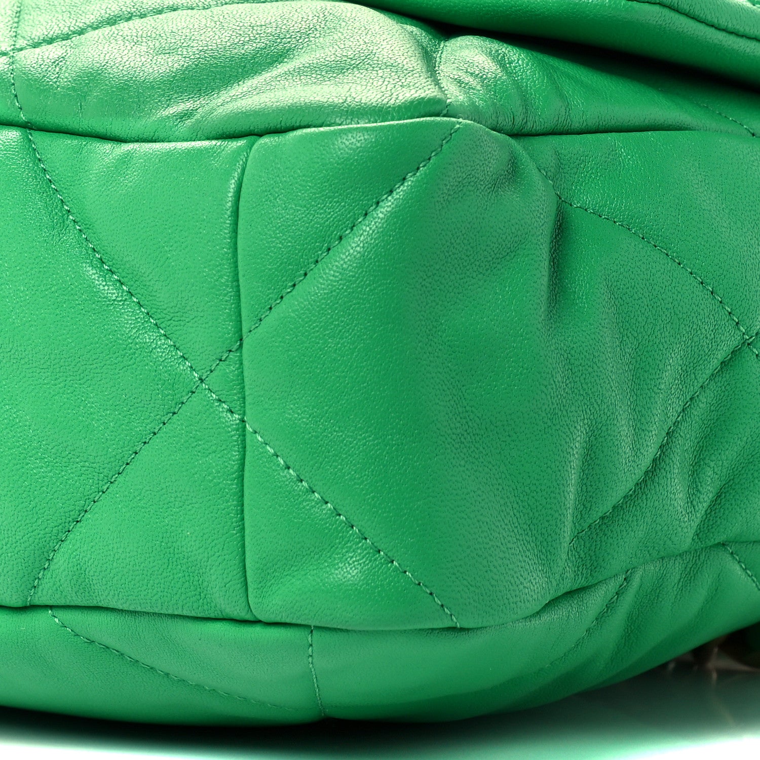 Chanel Goatskin Quilted Large Chanel 19 Flap Green 10 of 10