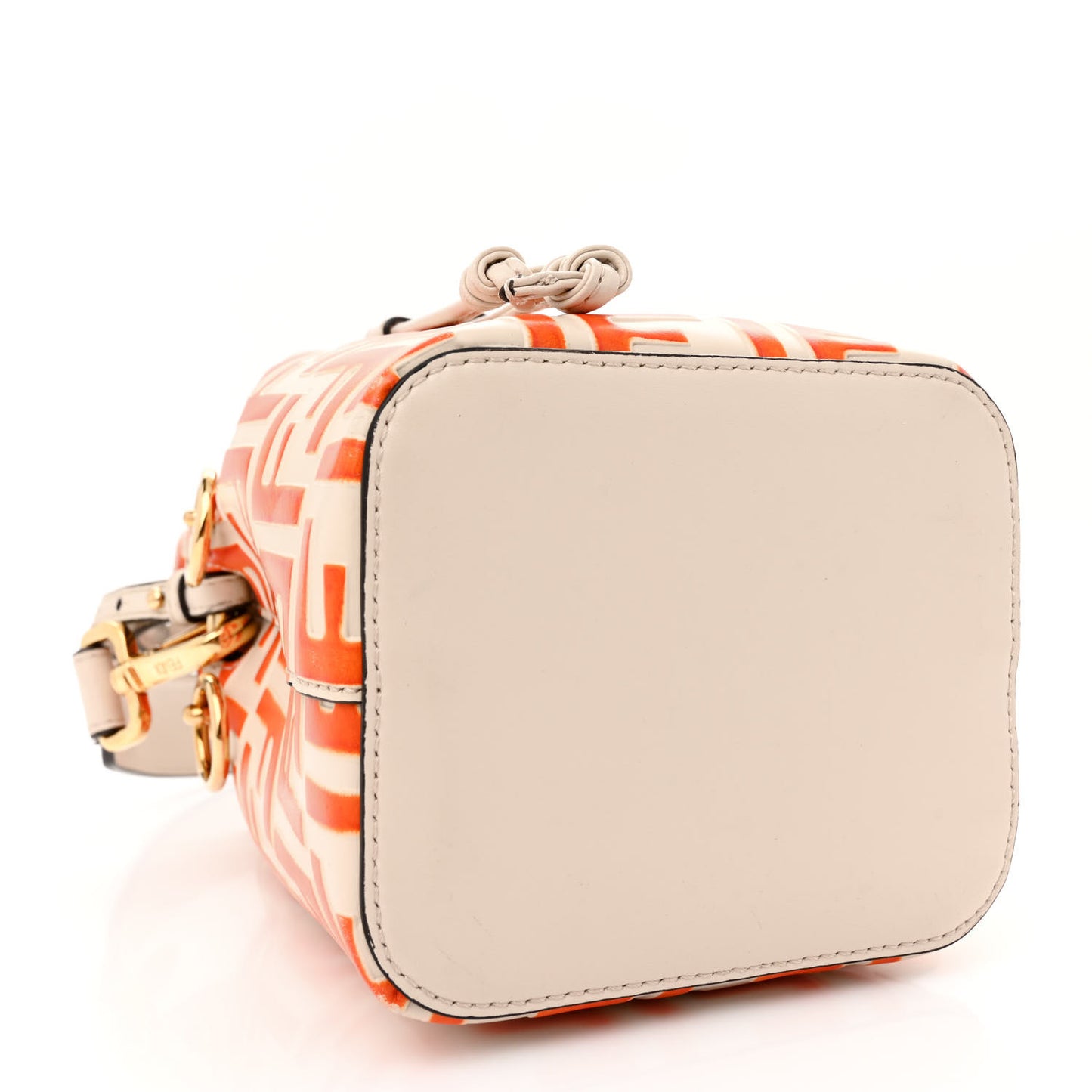 Vitello Liberty F is Fendi Bi-Color FF 1974 Embossed Mini Mon Tresor Bucket Bag Camelia Aranciata