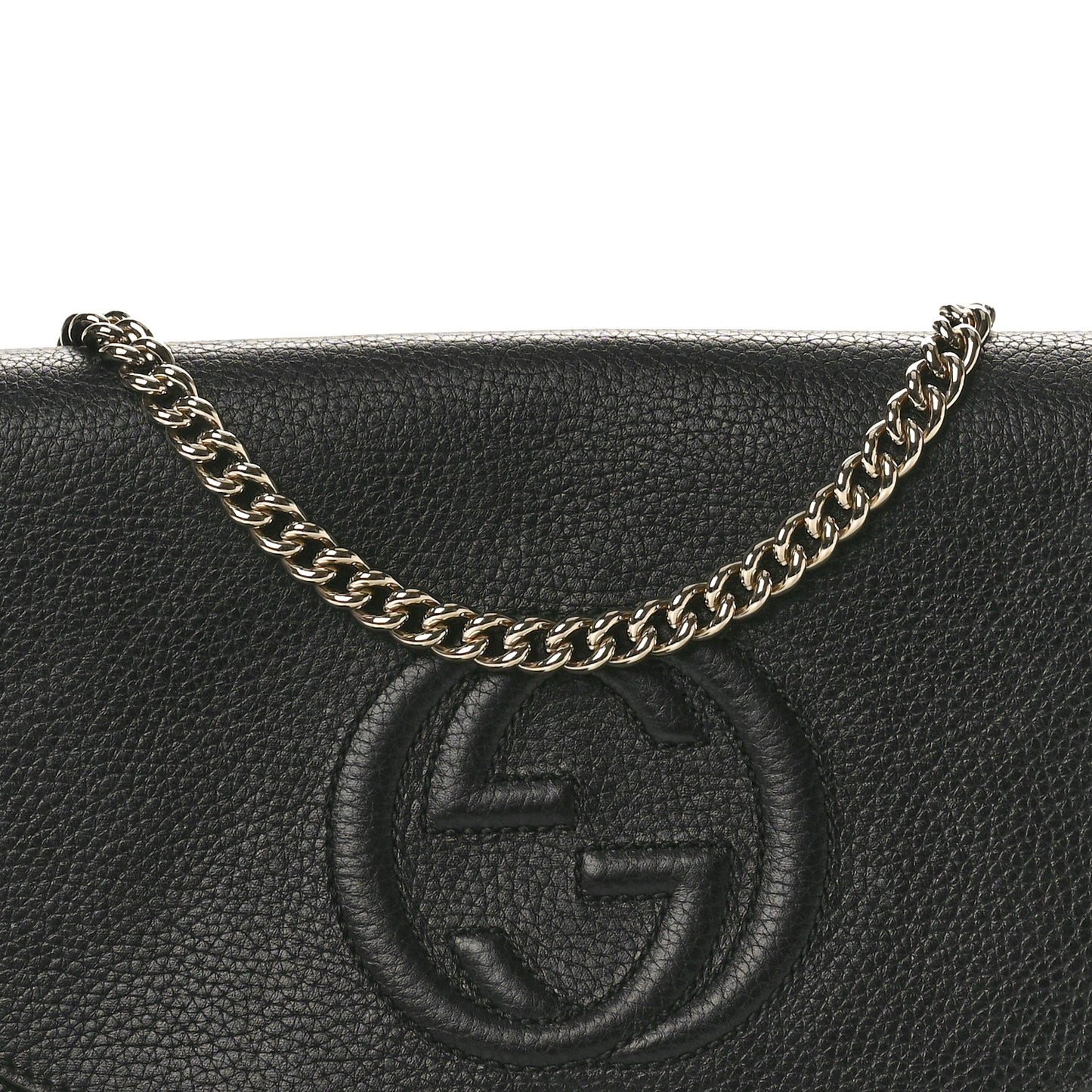 Pebbled Calfskin Medium Soho Flap Crossbody Black
