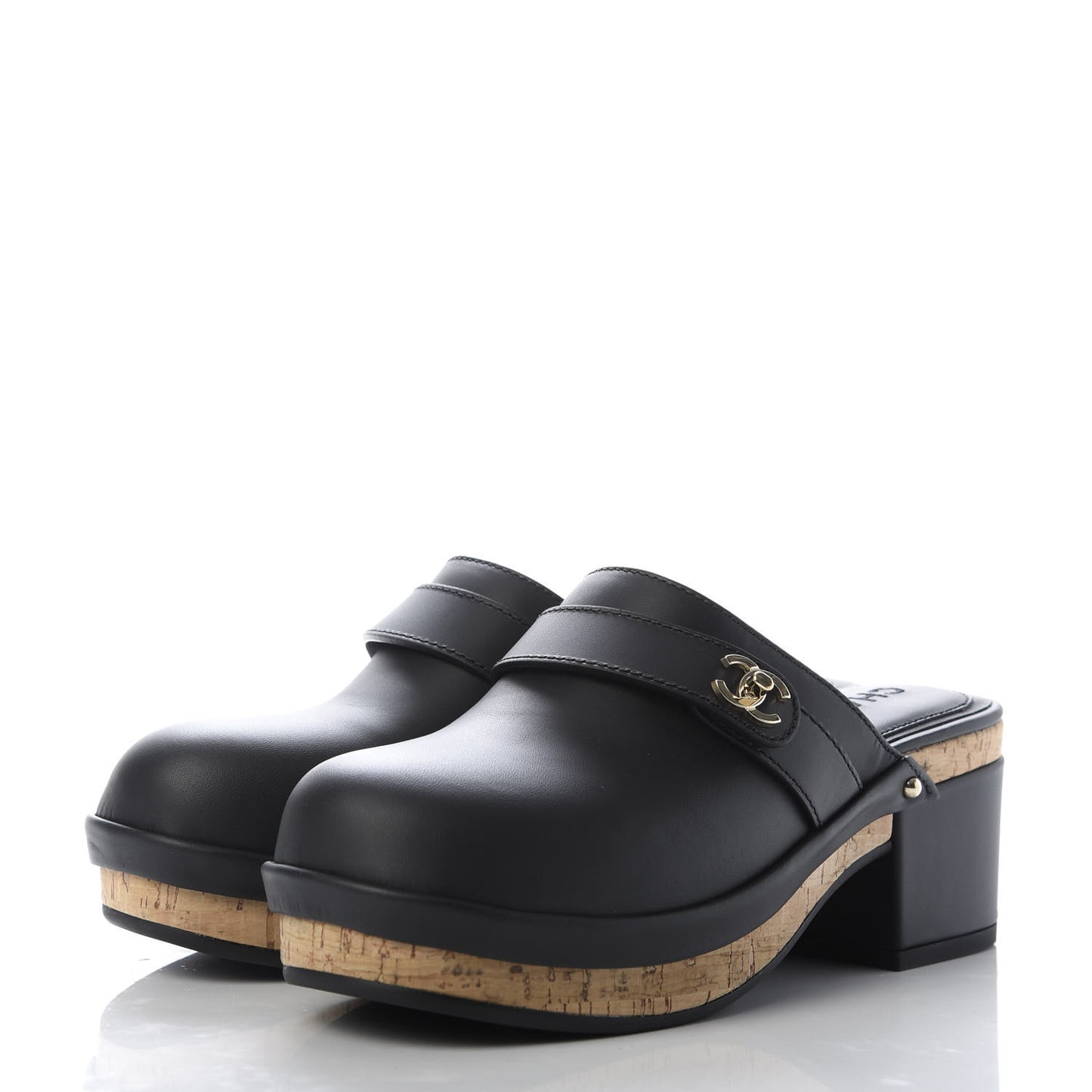 Calfskin CC Turn Lock Clogs 35 Black