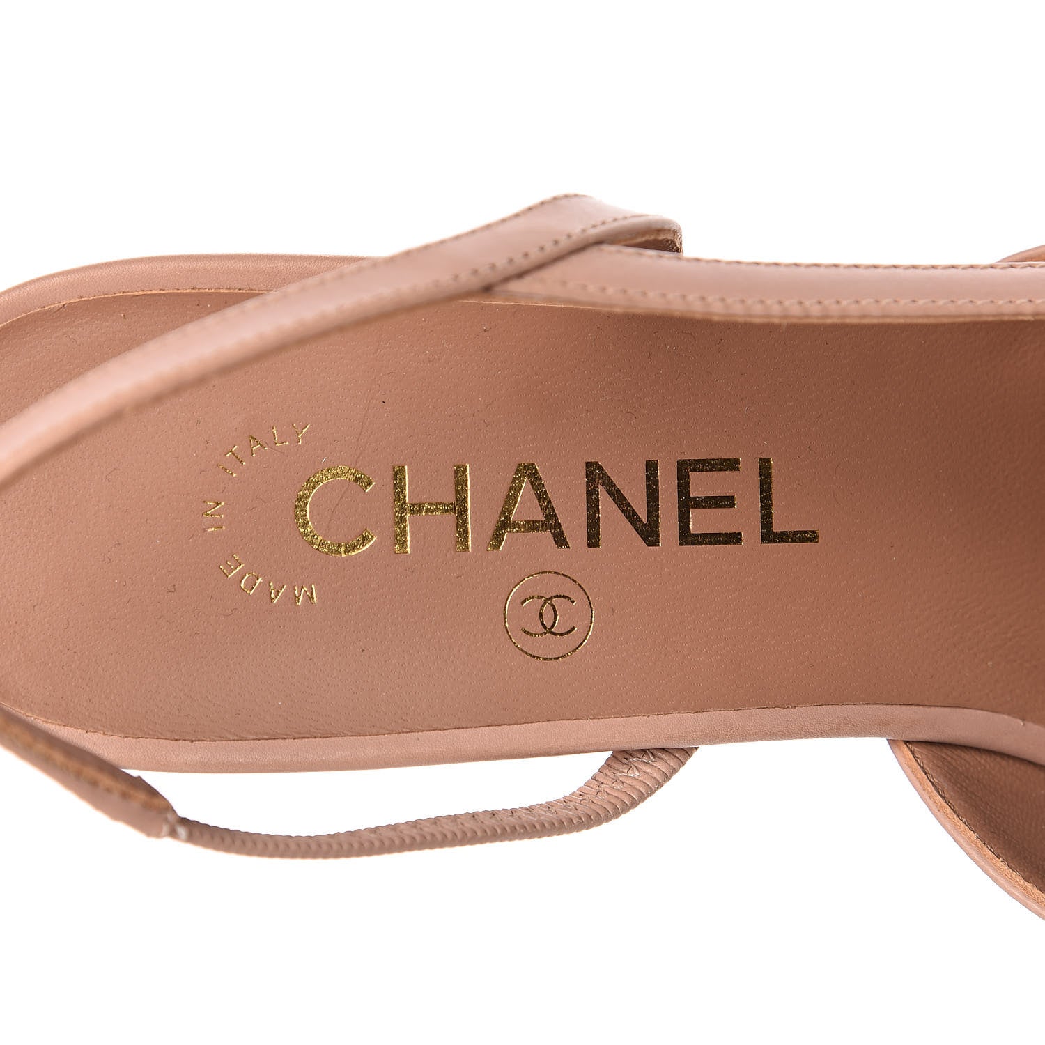 Chanel Glazed Calfskin Cap Toe CC Slingback Pumps 39 Beige White 7 of 9