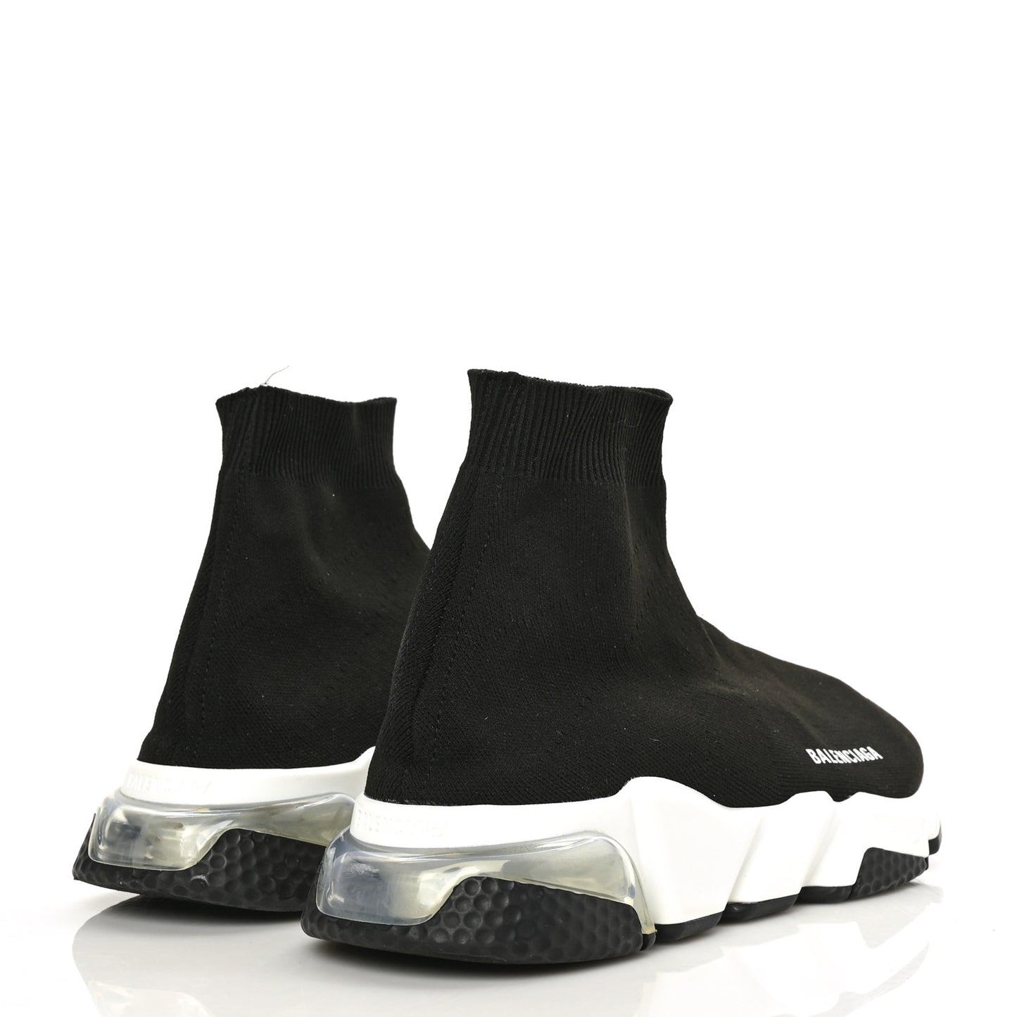 Neoprene Knit Mens Speed Clear Sole Sneakers 9 Black White