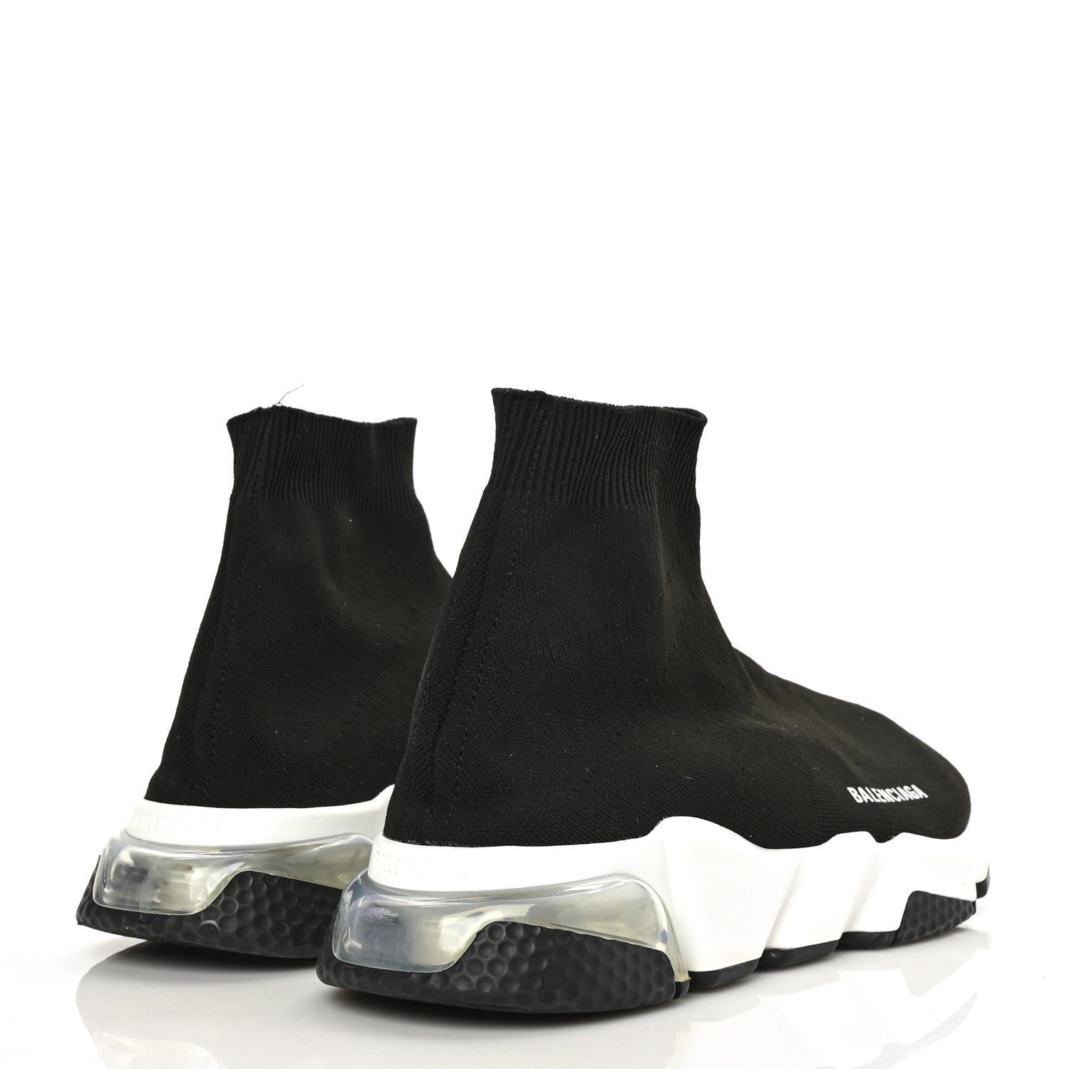 Balenciaga Neoprene Knit Mens Speed Clear Sole Sneakers 9 Black White 4 of 7