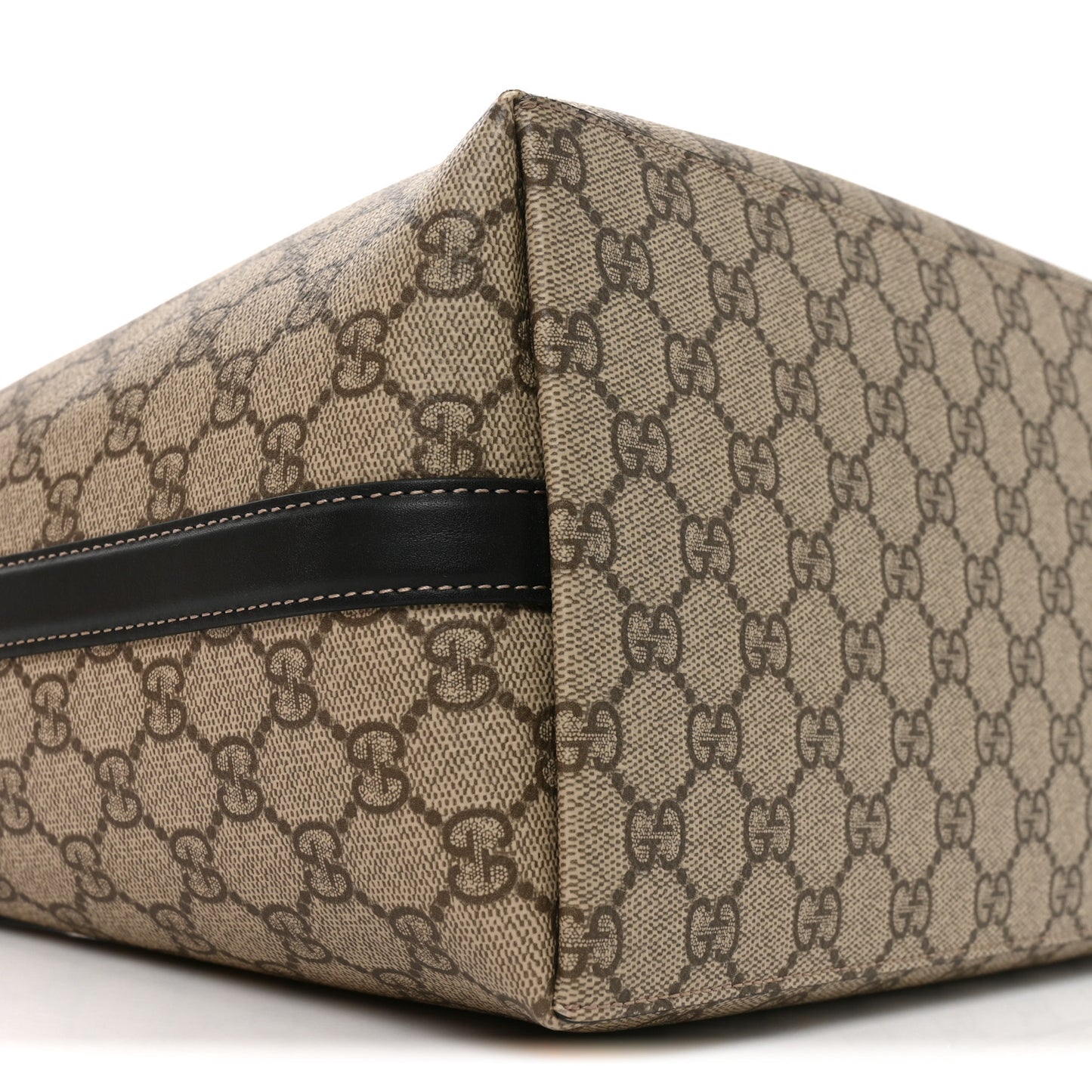 GG Supreme Monogram Medium Emblem Bucket Bag  Beige Dark Brown Black