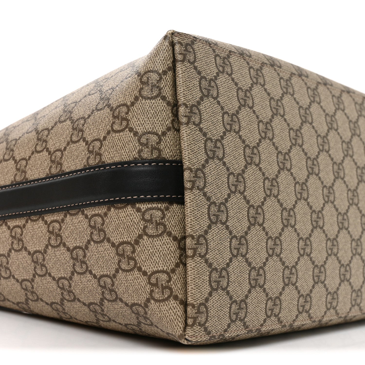 Gucci GG Supreme Monogram Medium Emblem Bucket Bag  Beige Dark Brown Black 7 of 9