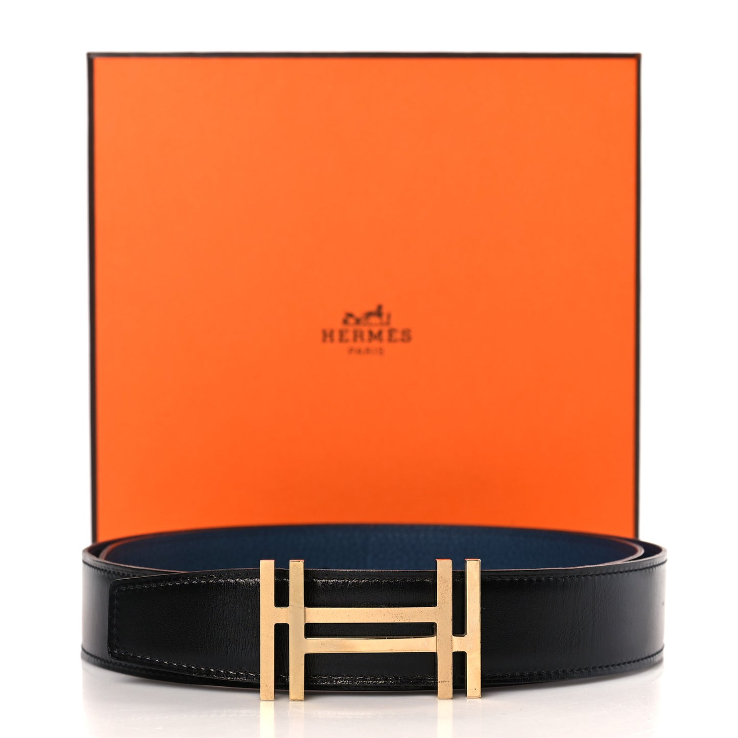 Box Togo 32mm Au Carre H Belt 85 34 Black Bleu De Malte