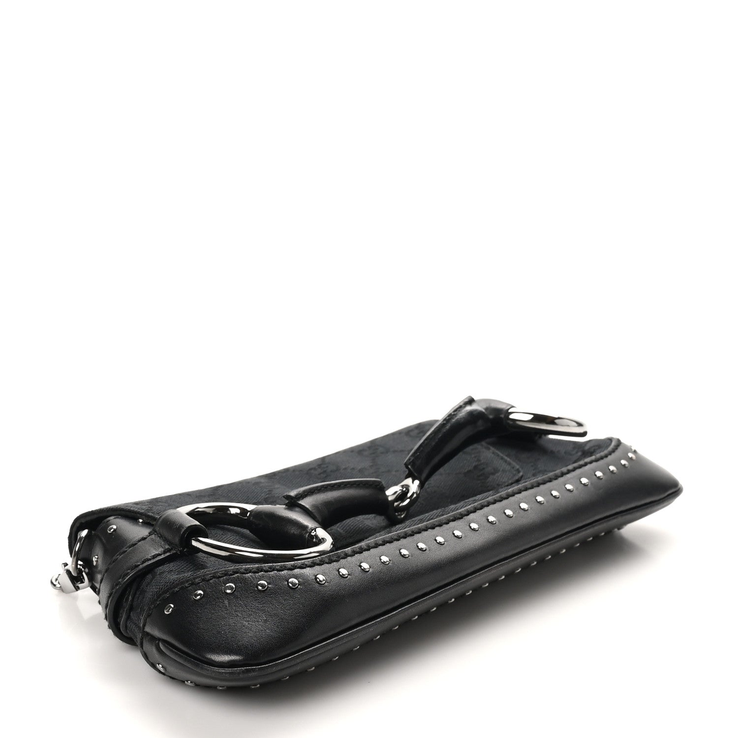Gucci Monogram Studded Horsebit Clutch Black 4 of 10