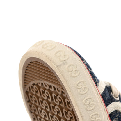 Gucci New Denim GG Monogram Web Womens 1977 Tennis Sneakers 35 Blue Tea Mystic White 10 of 10