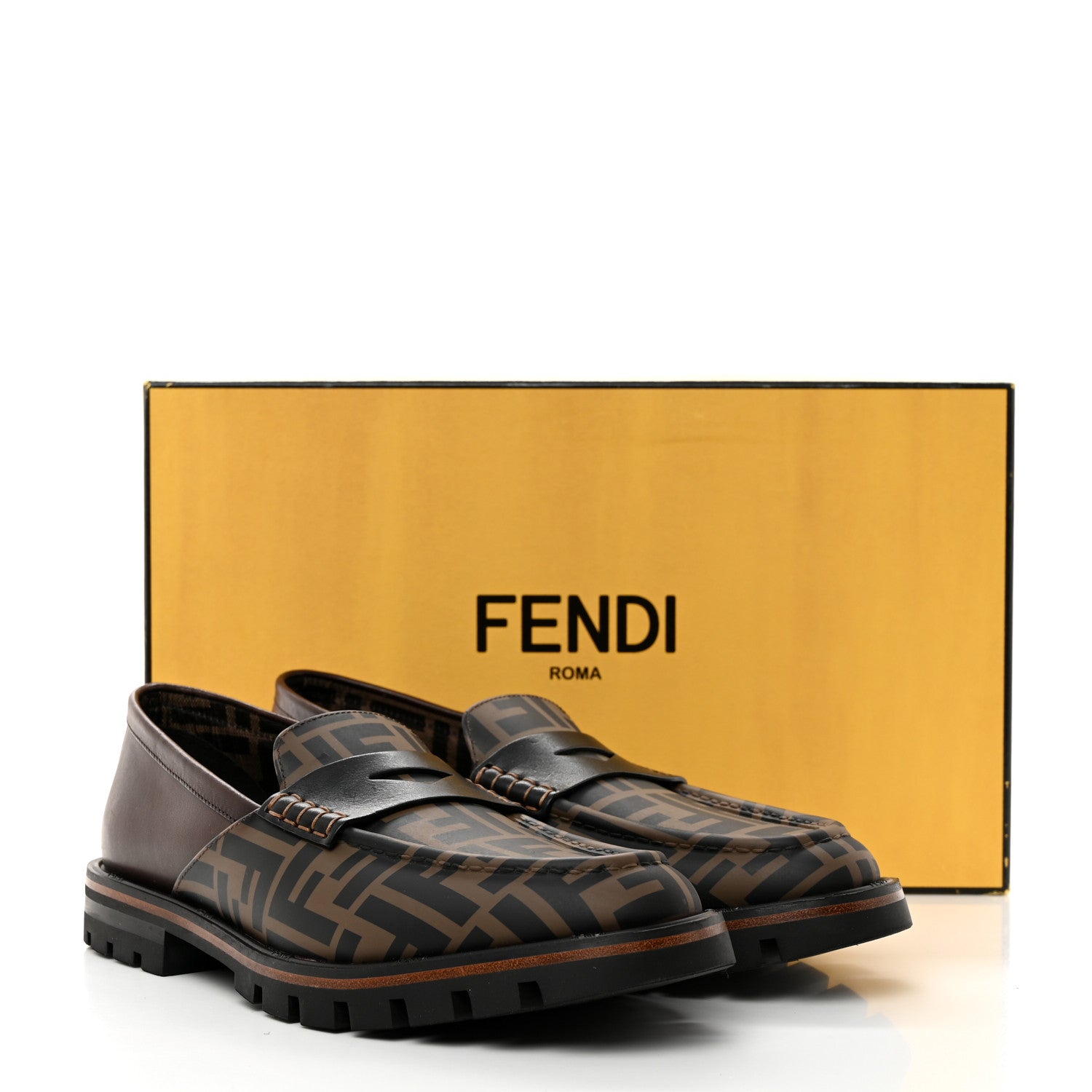 Fendi Calfskin FF Mens Lug Sole Loafers 7 Maya Black Moro 11 of 11