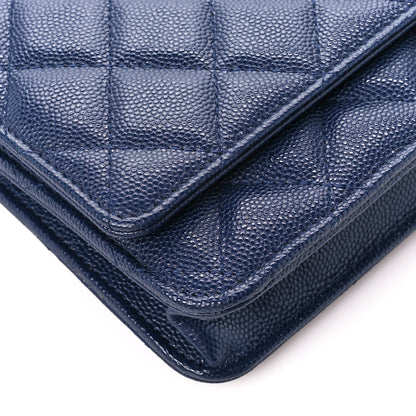 Chanel Caviar Quilted Wallet on Chain WOC Navy Blue 10 of 12