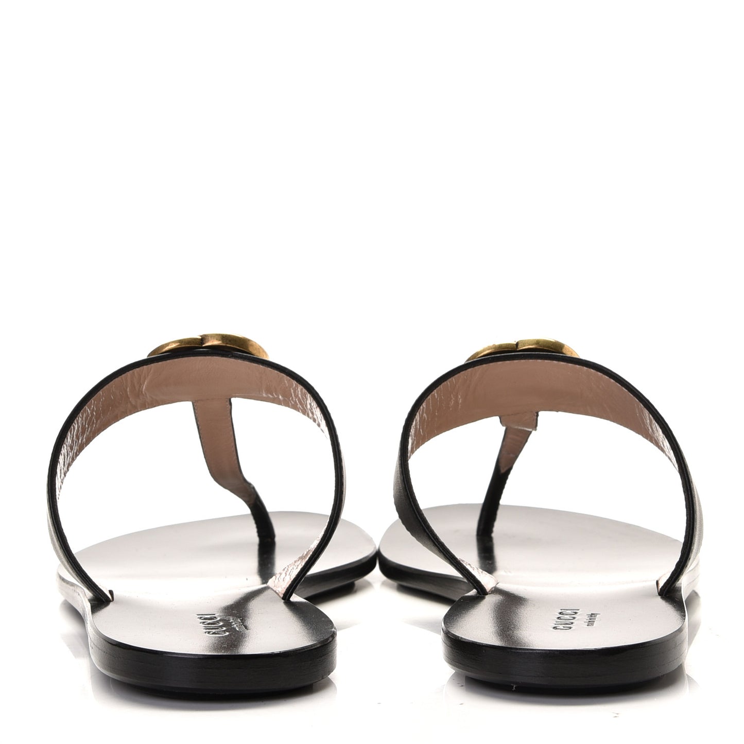 Calfskin GG Marmont Thong Sandals 38 Black