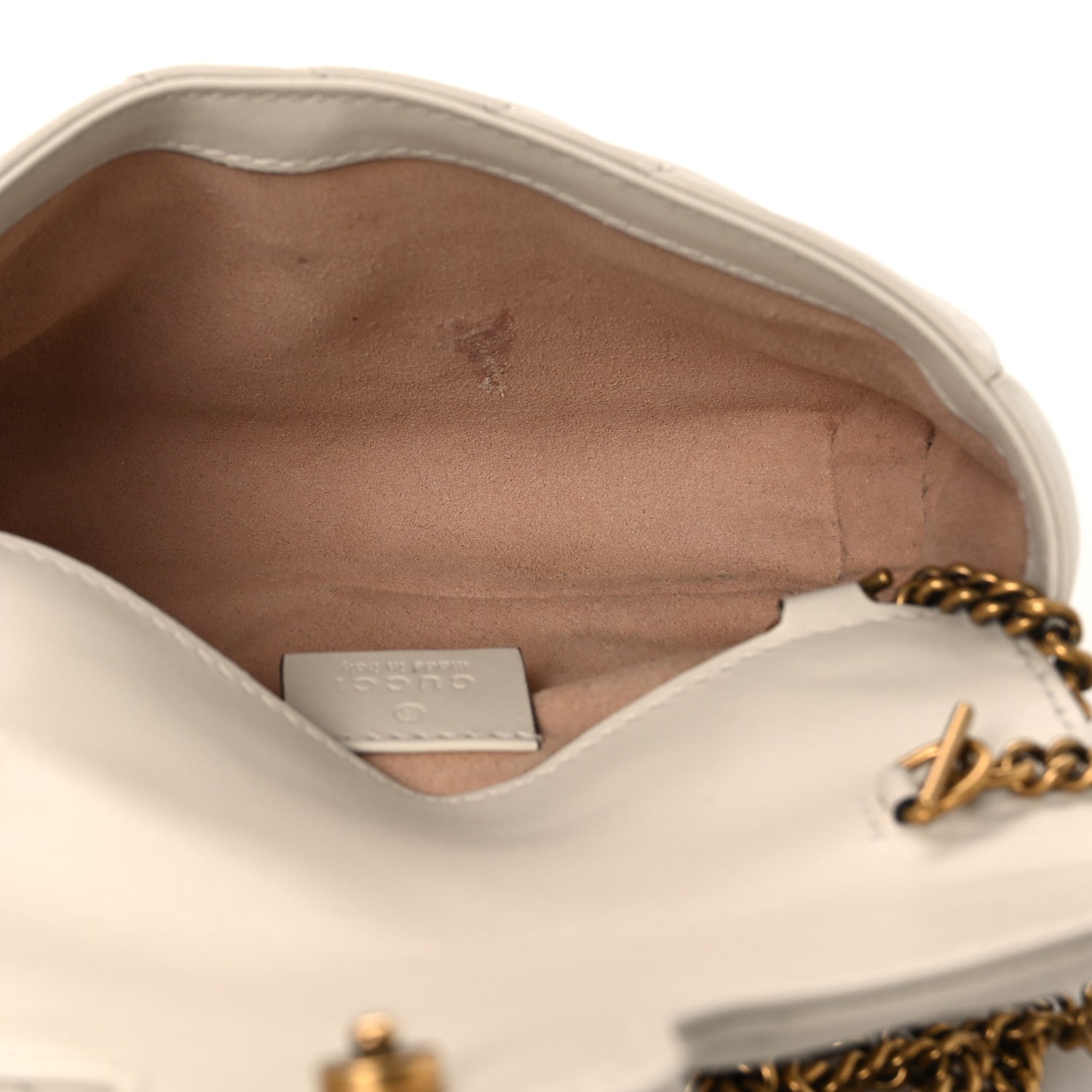 Gucci Calfskin Matelasse Super Mini GG Marmont Shoulder Bag White 5 of 13