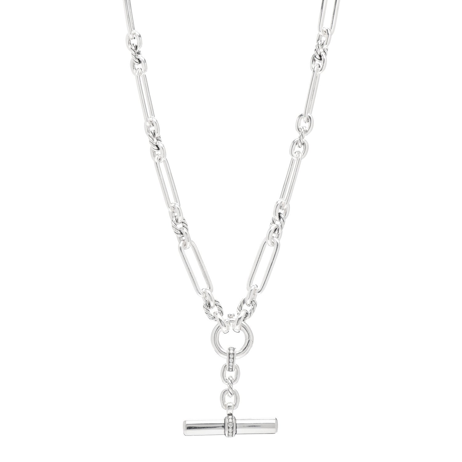 David Yurman Sterling Silver Diamond Lexington Chain Necklace 1 of 4