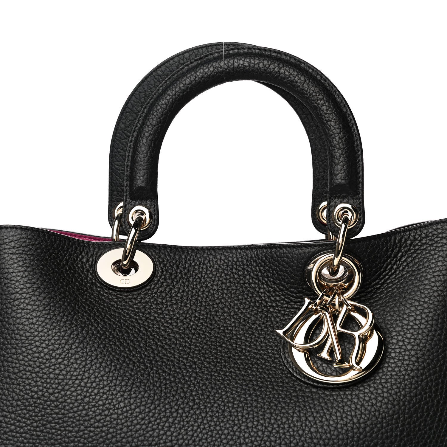 Christian Dior Bullcalf Medium Diorissimo Tote Black Rose Indien 9 of 13