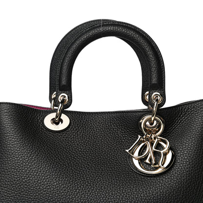 Christian Dior Bullcalf Medium Diorissimo Tote Black Rose Indien 9 of 13