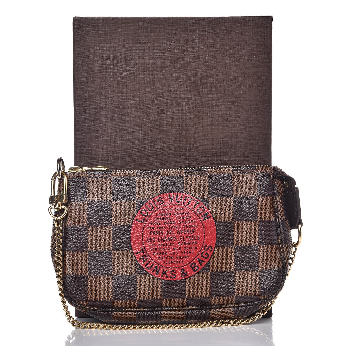 Damier Ebene Complice Trunks and Bags Mini Pochette Accessories Red