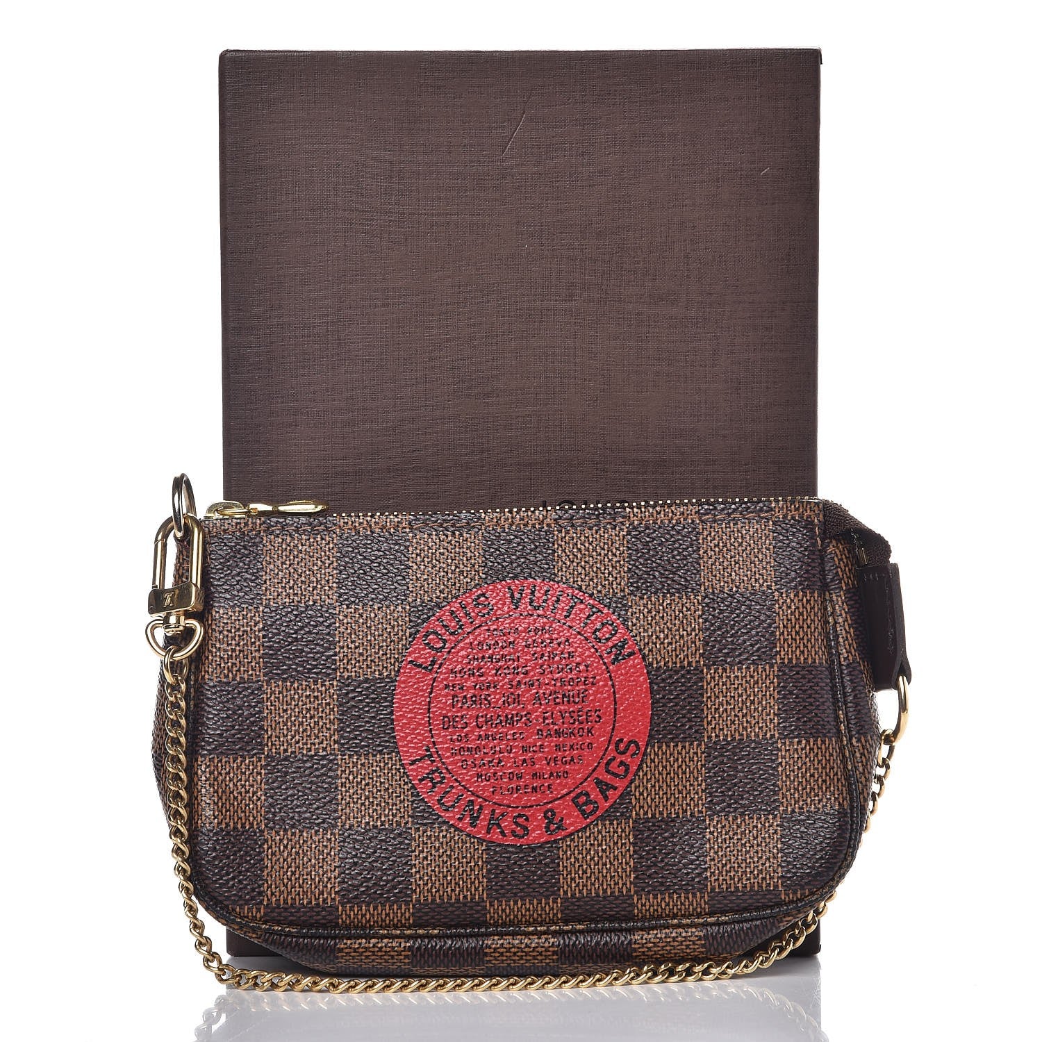 Louis Vuitton Damier Ebene Complice Trunks and Bags Mini Pochette Accessories Red 7 of 8