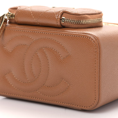 Chanel Caviar Quilted Top Handle Pocket Vanity Case Camel 10 of 10