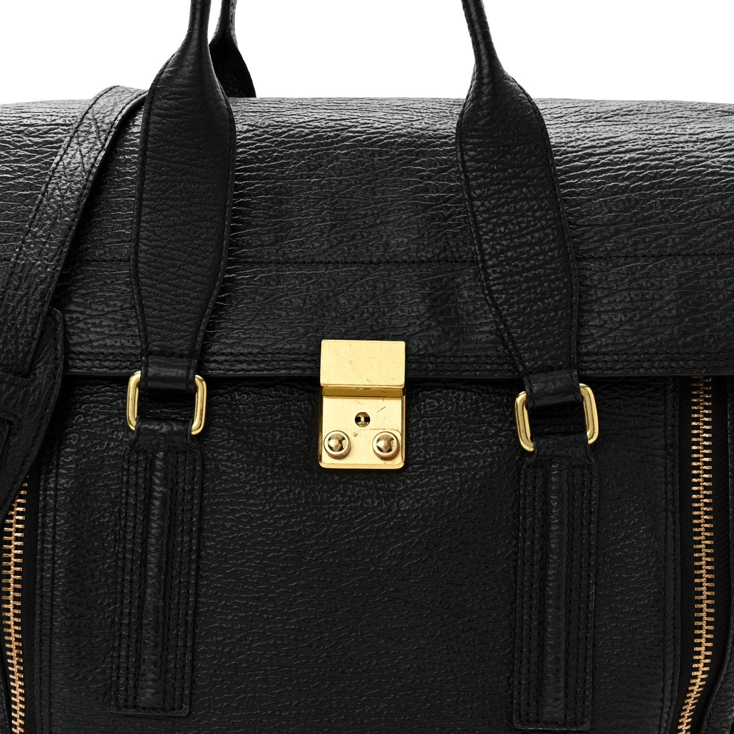 Textured Calfskin Large Pashli Satchel Black