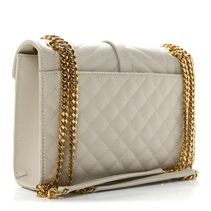 Saint Laurent Grain De Poudre Textured Mixed Matelasse Medium Triquilt Monogram Satchel Crema Soft 3 of 12
