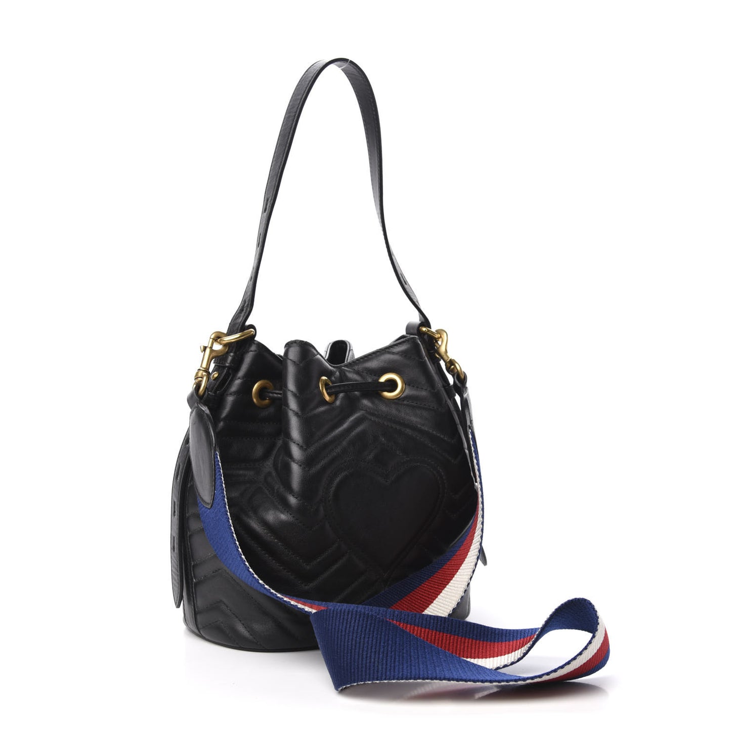 Calfskin Matelasse Sylvie Web GG Marmont Bucket Bag Black
