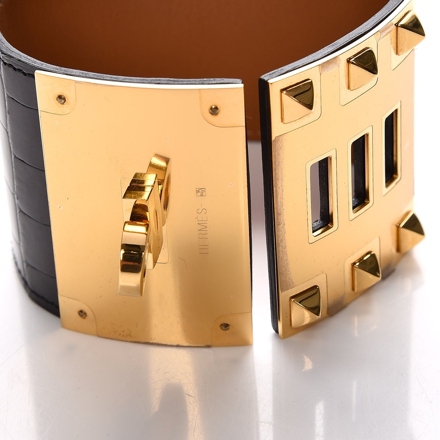 Shiny Alligator Kelly Dog Extreme Bracelet Black Small