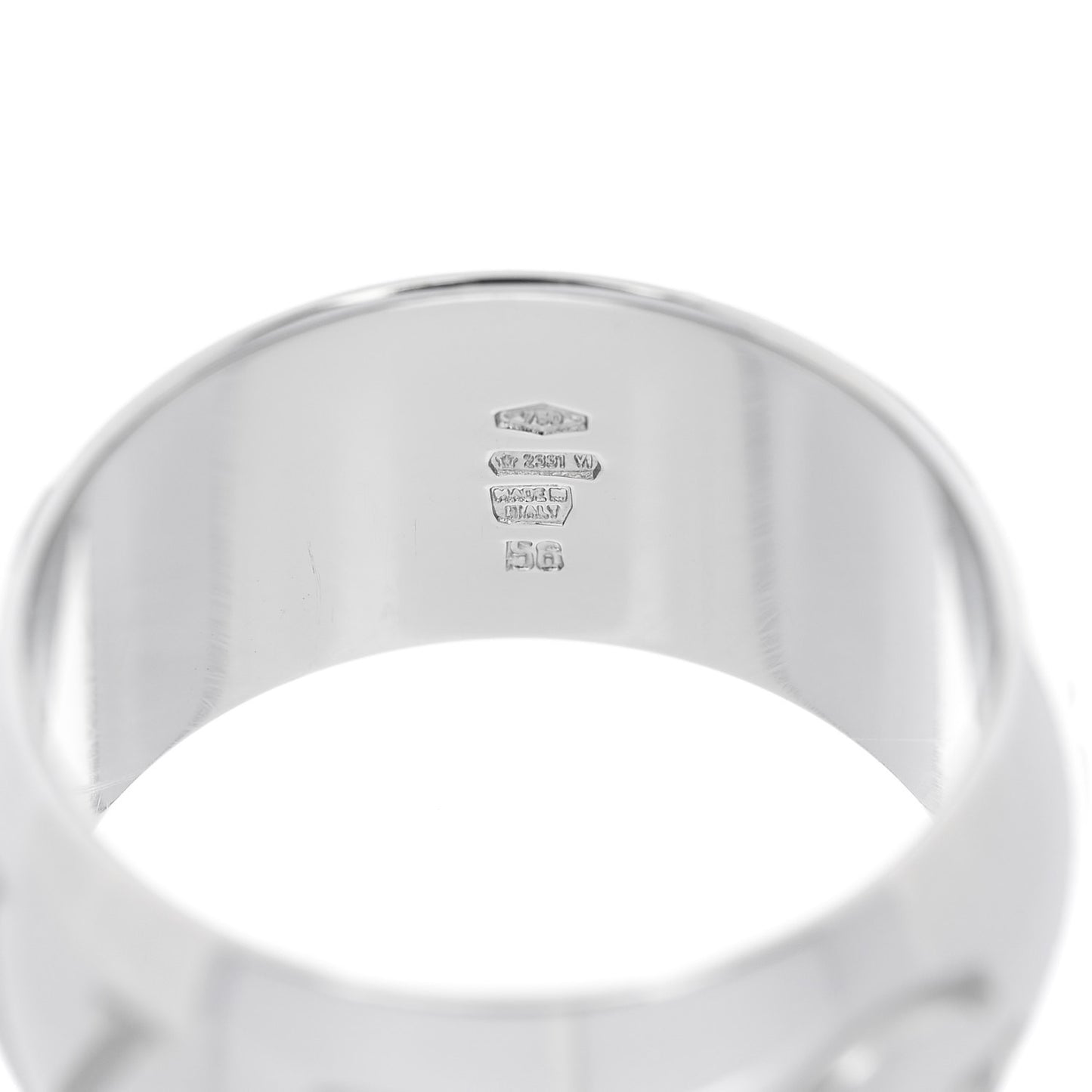 18K White Gold Monologo Band Ring 56 7.5