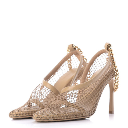 Bottega Veneta Mesh Nappa Chunky Chain Sandals 37 Beige Pony 3 of 9