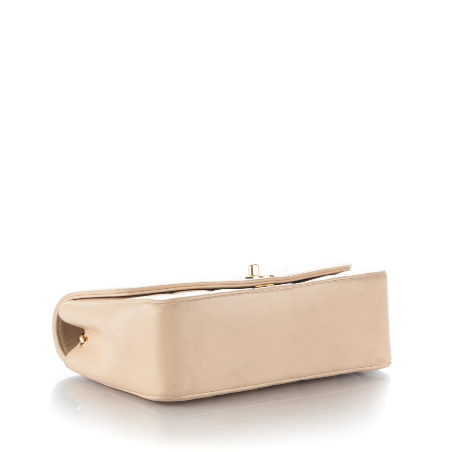 Lambskin Quilted Small Single Flap Beige