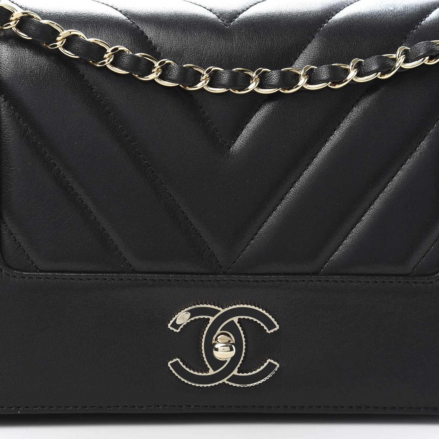 Sheepskin Chevron Quilted Vintage Mademoiselle Flap Black