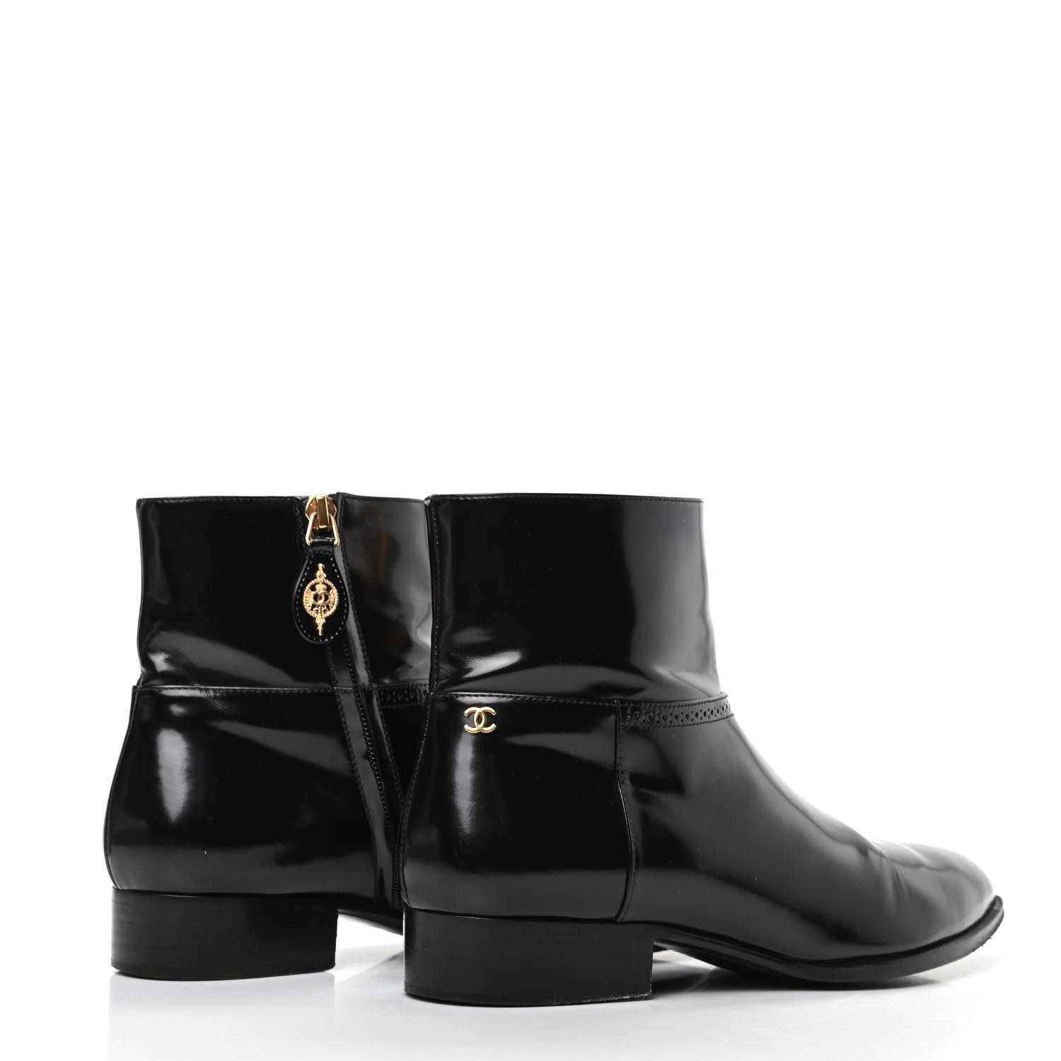 Chanel Patent Short Ankle Boots 38.5 Black 4 of 12