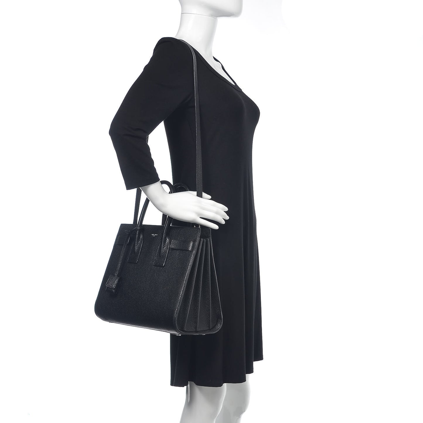 Grained Calfskin Small Sac De Jour Black