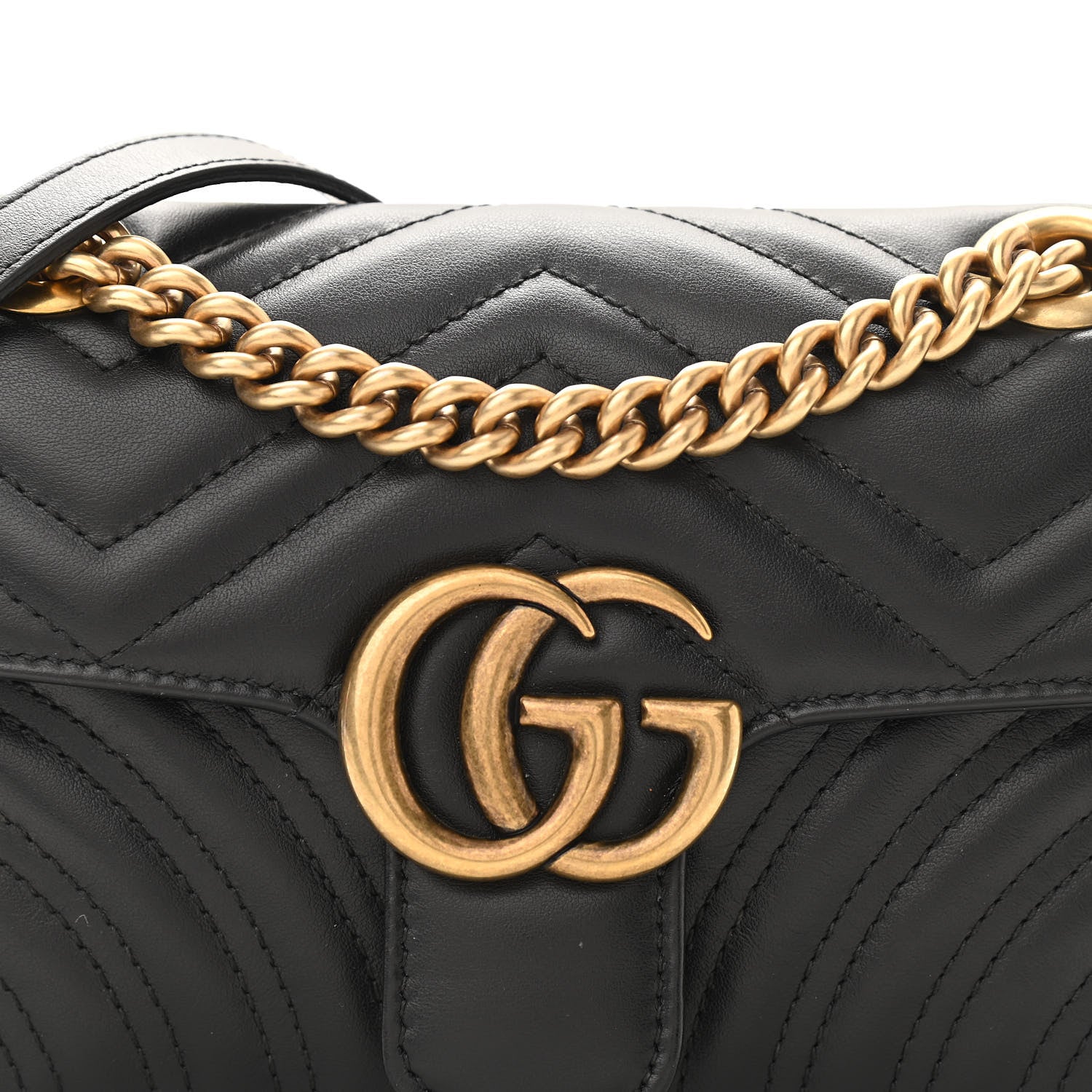 Gucci Calfskin Matelasse Mini GG Marmont Shoulder Bag Black 9 of 14