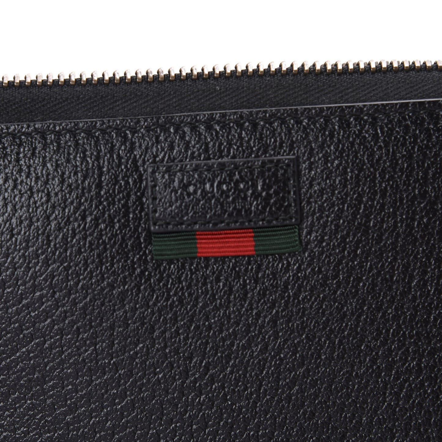 Calfskin Web Zip Around Wallet Black
