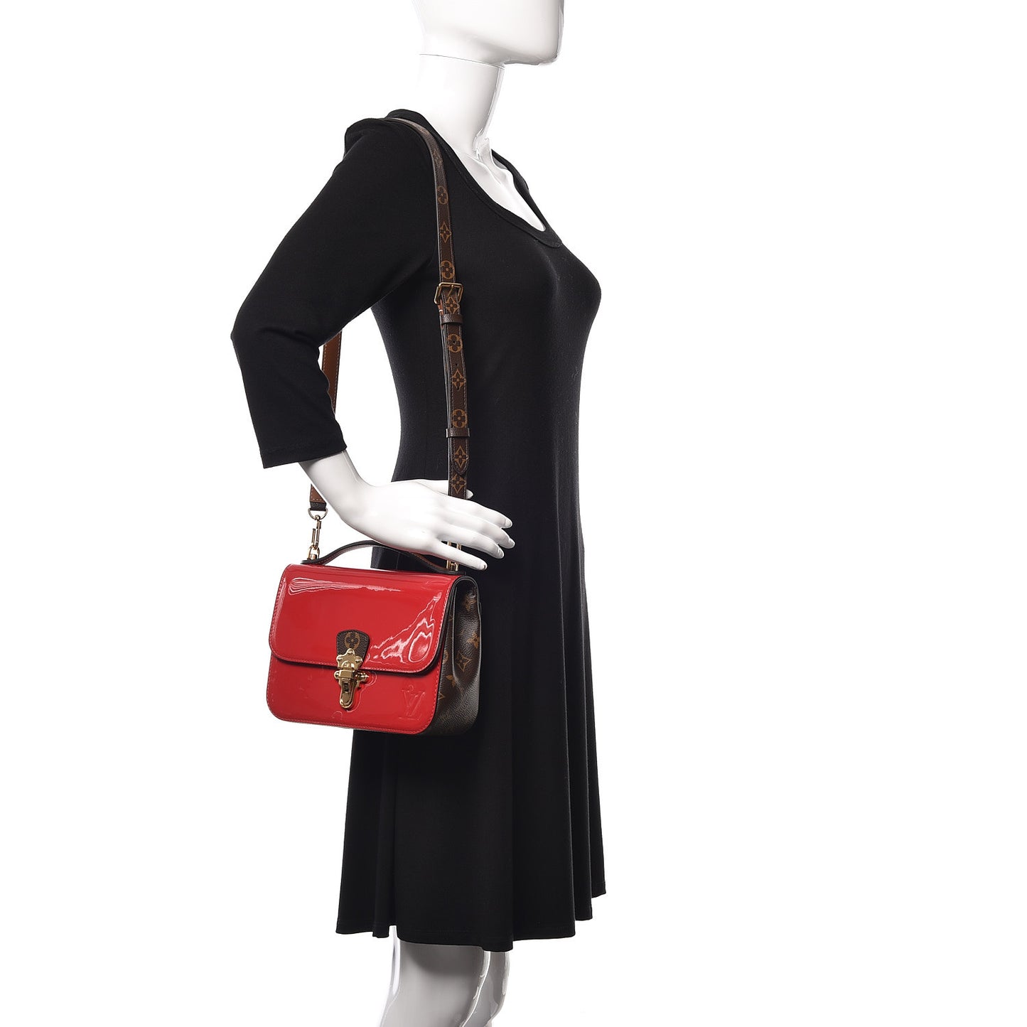 Patent Calfskin Monogram Cherrywood BB Scarlet
