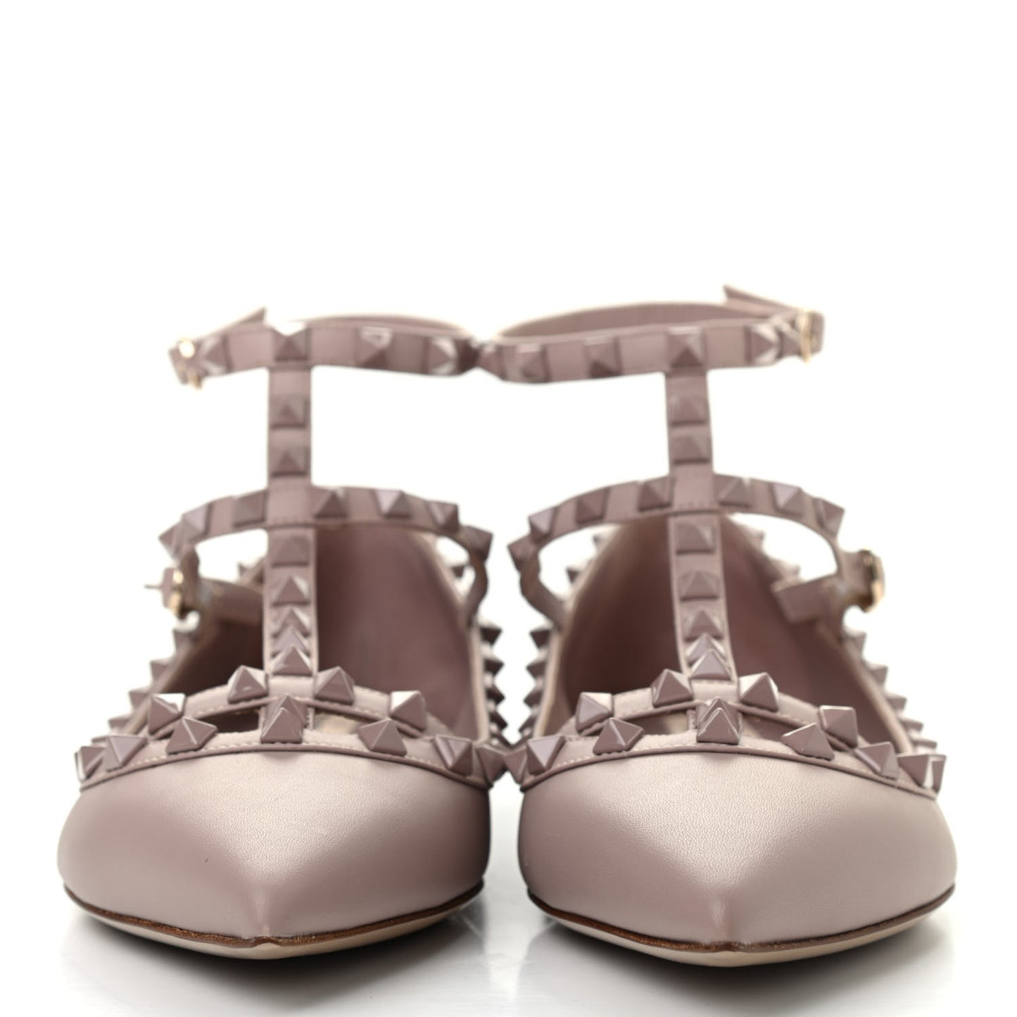 Nappa Rockstud Cage Ballerina Flats 39 Poudre